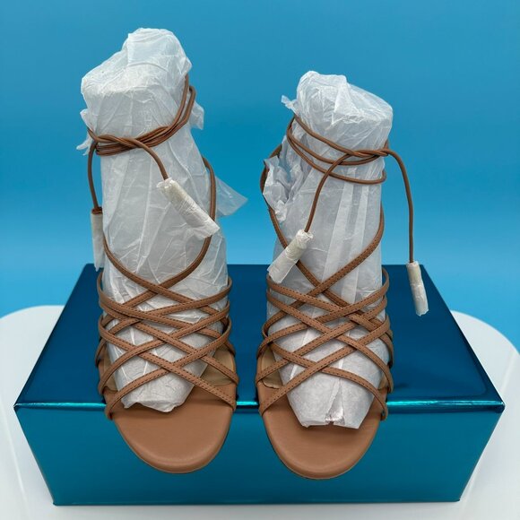 Ann Taylor Women's Strappy Caged Gladiator Lace Up High Heel Shoe, Size 8M, Nude - Picture 5 of 13